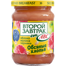 Десерт яблоко,малина,черника с овсяными хлопьями ст/б 300гр 1/12шт Второй з